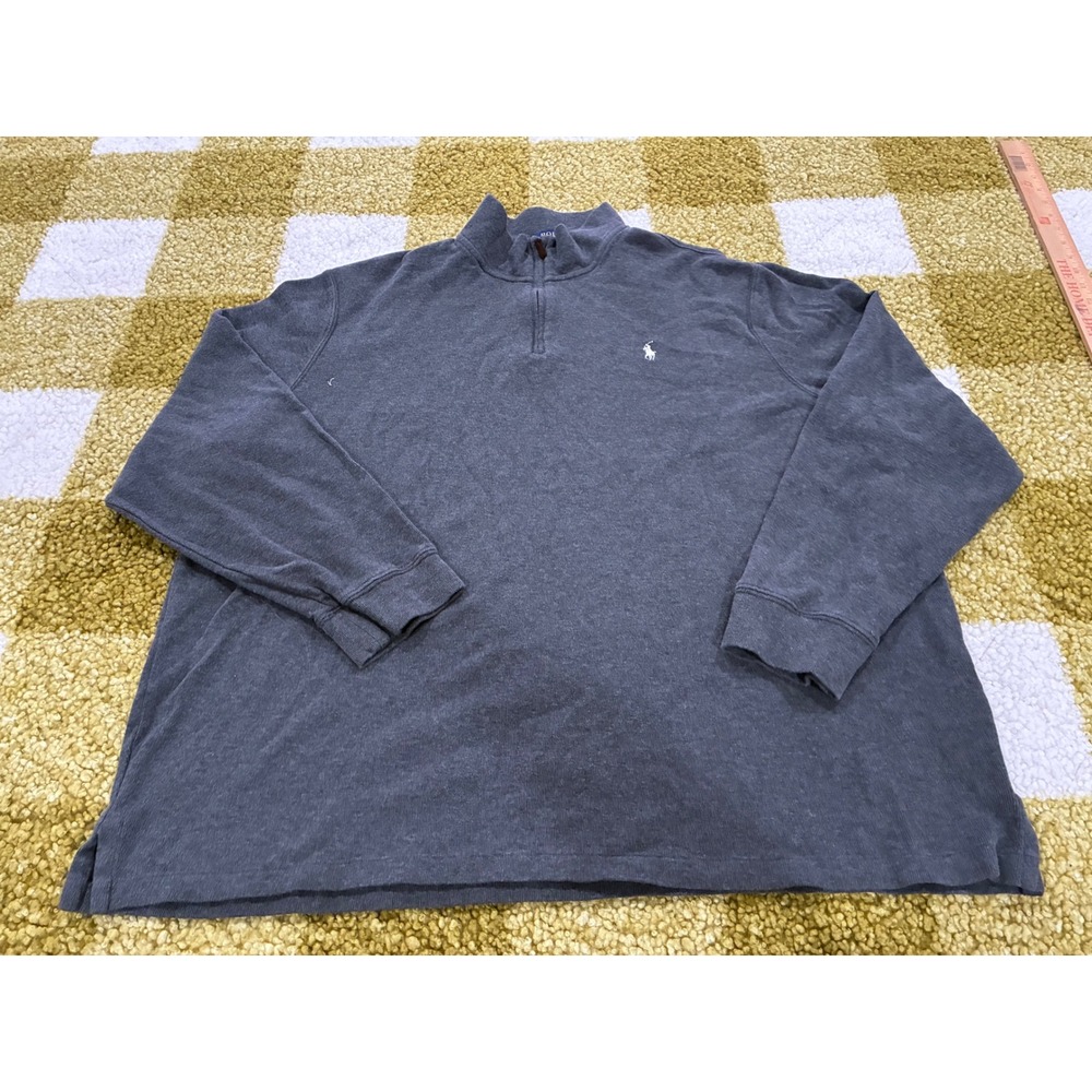 Polo Ralph Lauren Estate Rib Quarter Zip Pullover Charcoal Grey‎ Mens XXL 2XL
